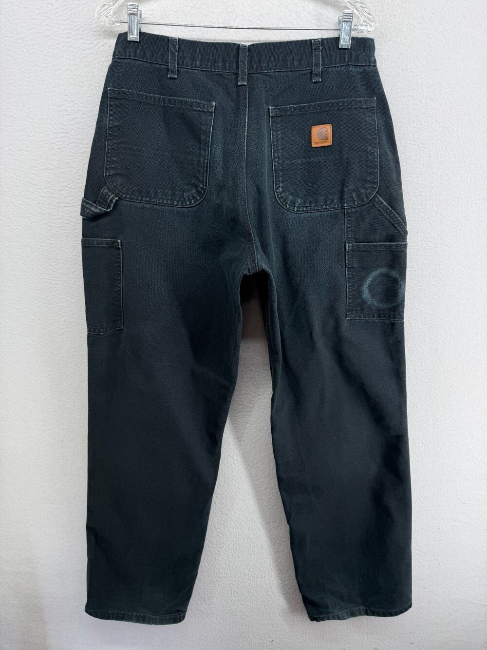 CARHARTT Pants Mens 33x32 B11 Cargo Washed Duck Utility Carpenter Cotton Black